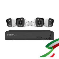 Kit Videosorveglianza POE da 8 Canali Foscam con 4 Telecamere Bullet IP 4K/8MP FNA108E-B4-2T , Hardisk Da 2TB Incluso